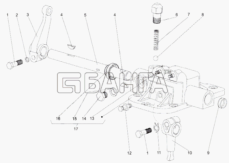 МЗКТ МЗКТ-75165 Схема Опора рычага переключения передач banga.ua