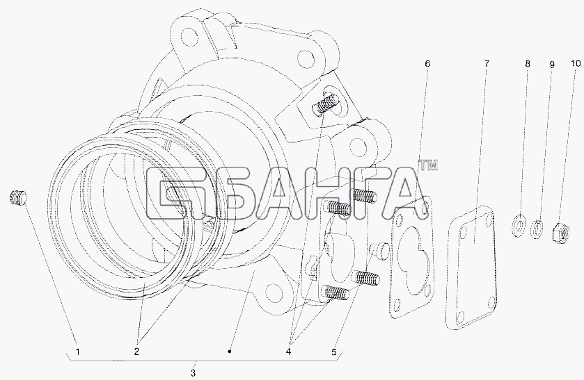 МЗКТ МЗКТ-7429 Схема Крышка заднего подшипника выходного вала banga.ua