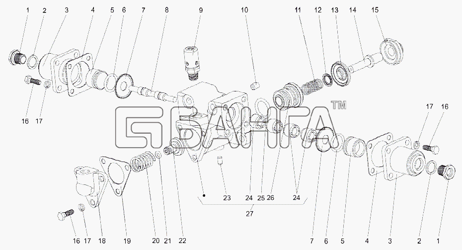 МЗКТ МЗКТ-79091 Схема Воздухораспределитель 201-1723010-110 banga.ua