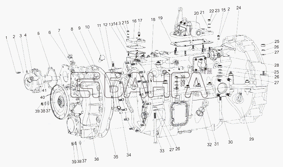 МЗКТ МЗКТ-79092 (нов.) Схема Коробка передач 202-1700050-04-91