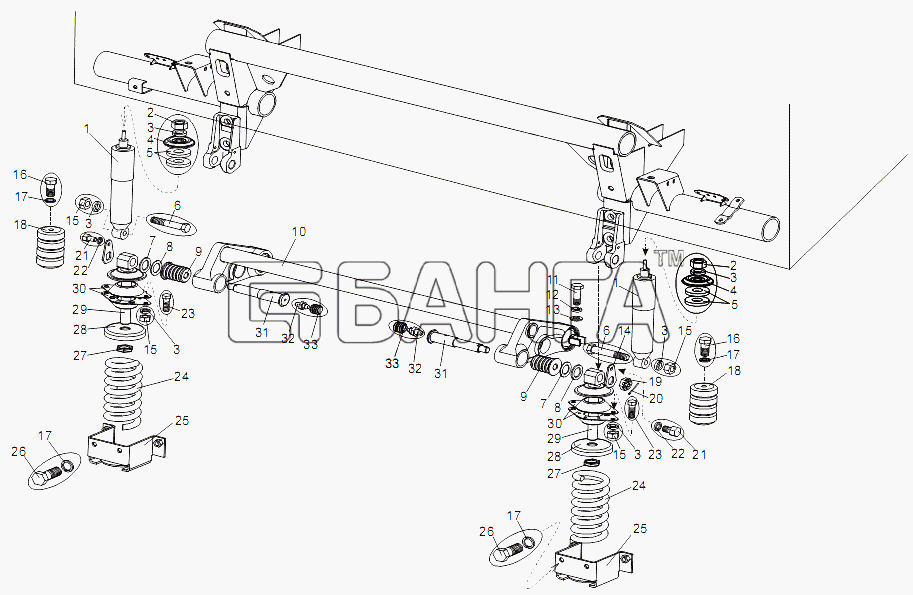 МЗКТ МЗКТ-751652 Схема Подрессоривание кабины переднее-4 banga.ua