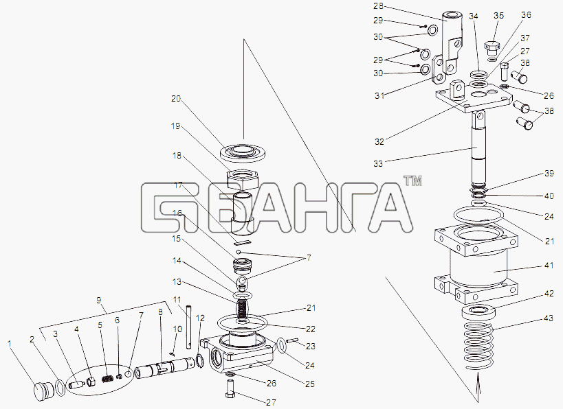 МЗКТ МЗКТ-75165 Схема Насос подъёма кабины 79092-5004010-10 banga.ua