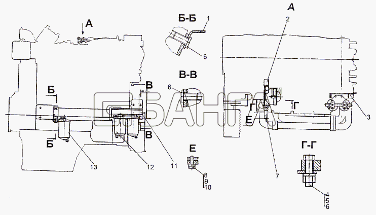 МЗКТ МЗКТ-74296 Схема Установка агрегатов топливной системы-44