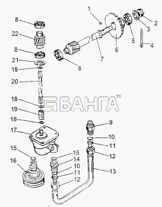 МЗКТ МЗКТ-74296 Схема Привод масляного насоса раздаточной banga.ua