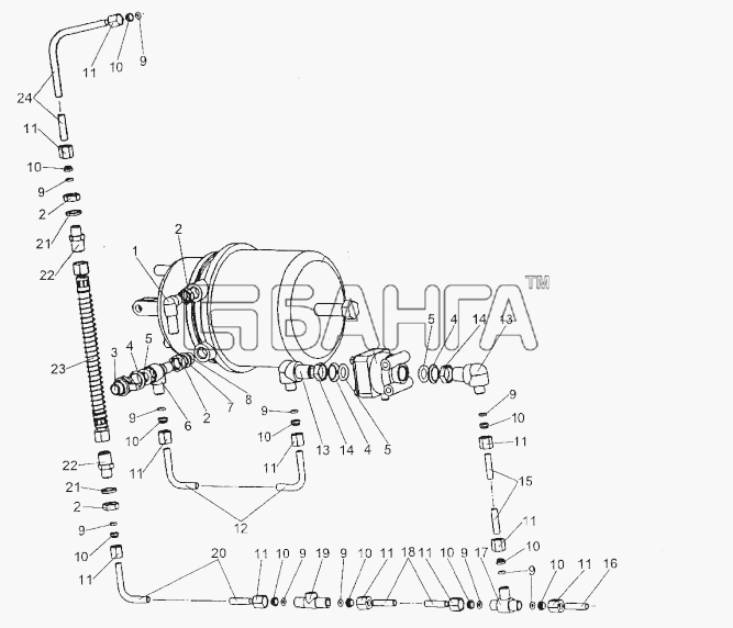 МЗКТ МЗКТ-74296 Схема Присоединительная арматура к тормозной banga.ua