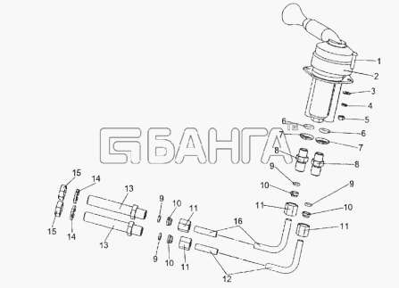 МЗКТ МЗКТ-74296 Схема Установка крана стояночного тормоза-185 banga.ua