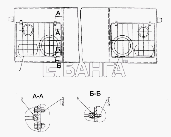 МЗКТ МЗКТ-74296 Схема Установка решеток на бампере-198 banga.ua