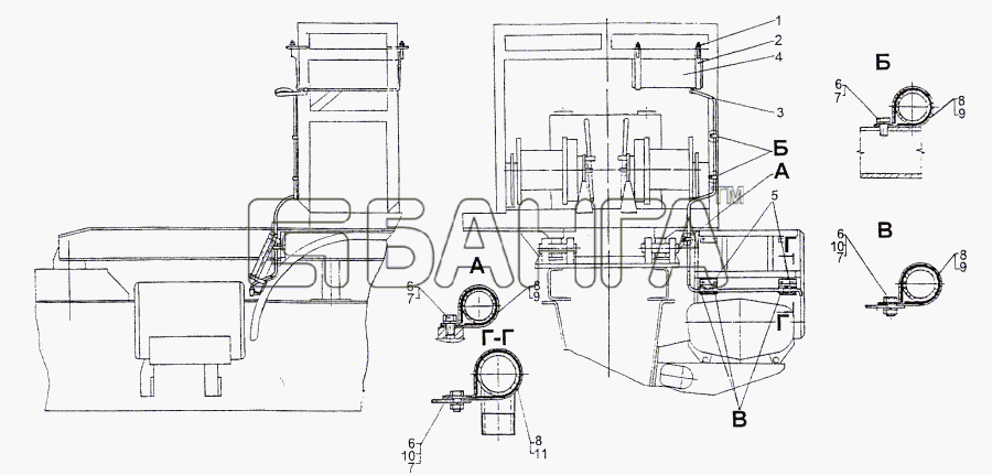 МЗКТ МЗКТ-74296 Схема Установка бака для воды-217 banga.ua