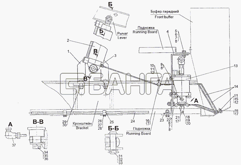 МЗКТ МЗКТ-74296 Схема Механизм подъёма кабины-6 banga.ua