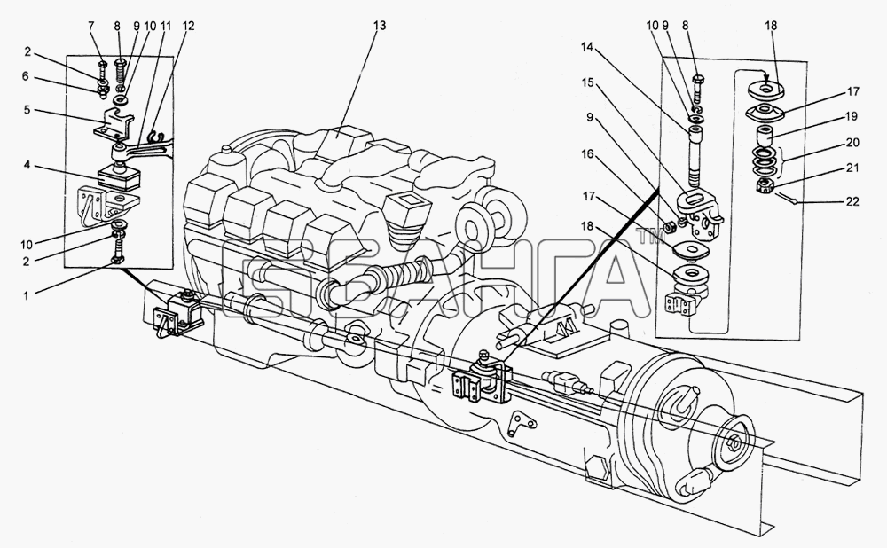 МЗКТ МЗКТ-79092 Схема Подвеска двигателя-24 banga.ua