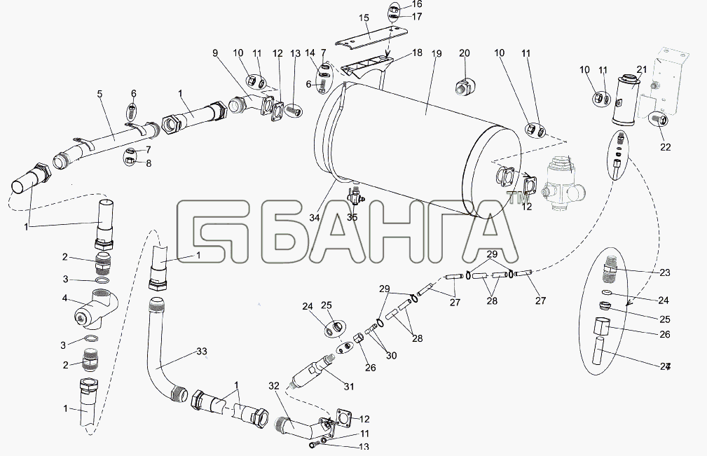 МЗКТ МЗКТ-7930-200 Схема Система смазки и воздуховоды-78 banga.ua