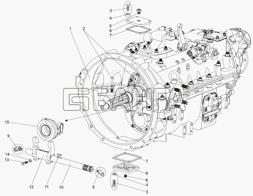 МЗКТ МЗКТ-7930-200 Схема Коробка передач 202-1700045-04-158 banga.ua