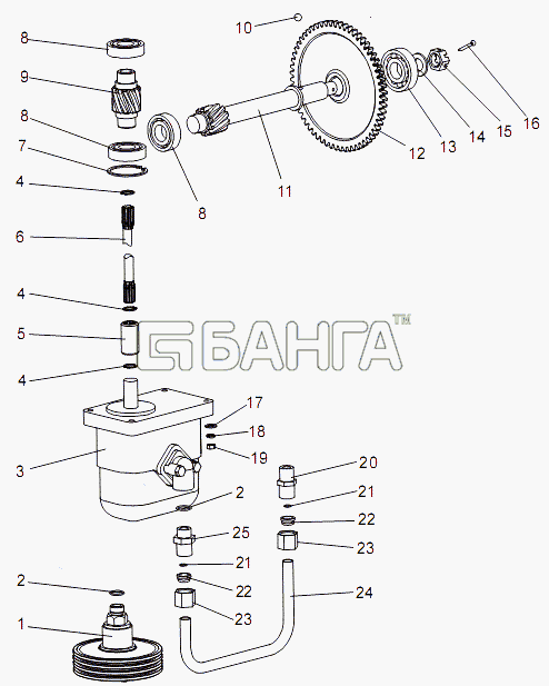 МЗКТ МЗКТ-7930-200 Схема Детали привода насоса-210 banga.ua