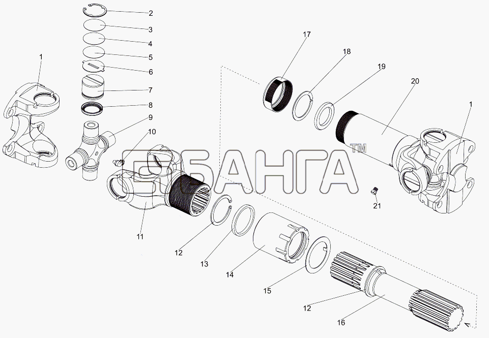 МЗКТ МЗКТ-7930-200 Схема Вал карданный полуосевой 7909-2303100-248