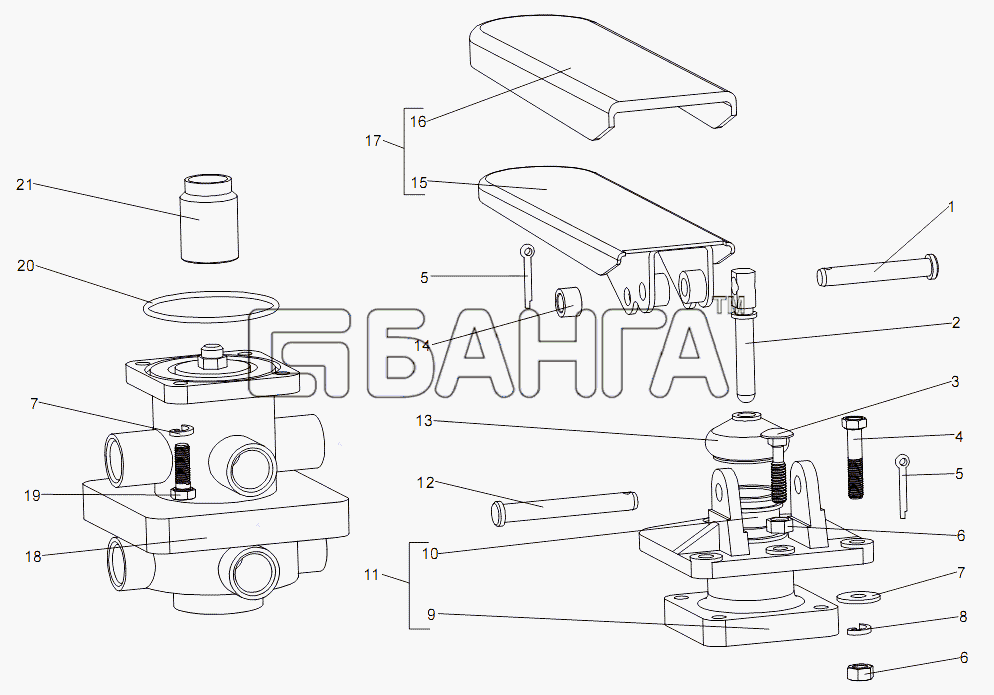 МЗКТ МЗКТ-7930-200 Схема Привод тормозного крана-337 banga.ua