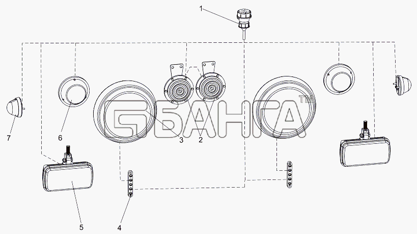 МЗКТ МЗКТ-7930-200 Схема Электрооборудование фар и фонарей banga.ua