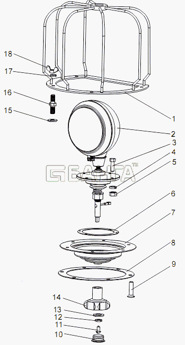 МЗКТ МЗКТ-7930-200 Схема Установка фары прожектора-355 banga.ua