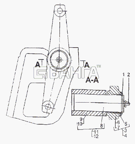МЗКТ МЗКТ-93782 Схема Кронштейн с рычагом правый левый banga.ua
