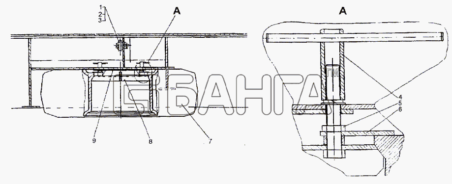 МЗКТ МЗКТ-93782 Схема Установка запасного колеса-23 banga.ua