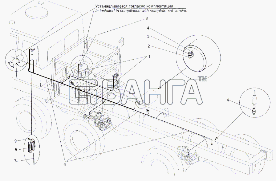 МЗКТ МЗКТ-93782 Схема Жгуты проводов по правому лонжерону-44 banga.ua