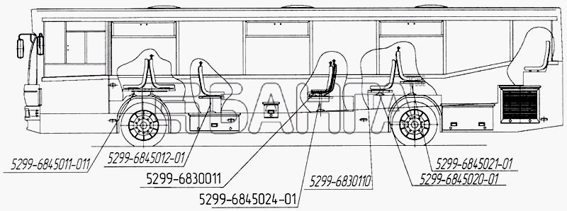 НефАЗ НефАЗ-5299 Схема Расположение сидений с левой стороны-58