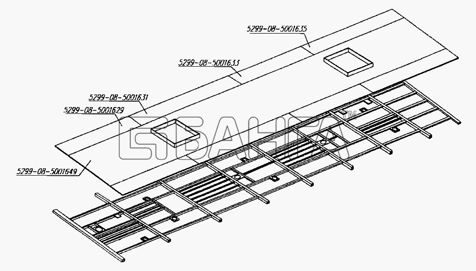 НефАЗ НефАЗ-5299-08 Схема Установка панелей оцинковки крыши-44
