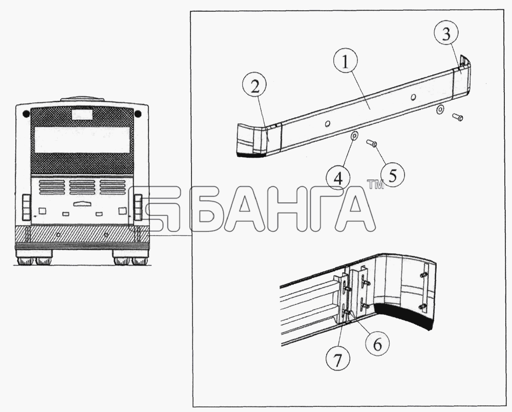 НефАЗ НефАЗ-52997 Схема Установка заднего бампера-24 banga.ua