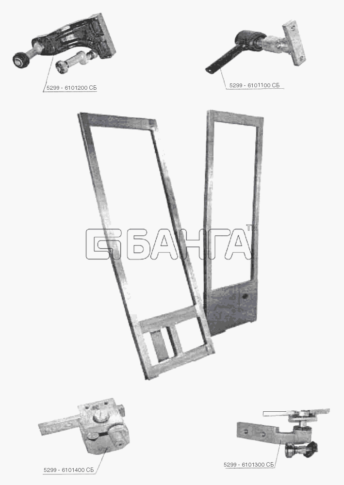 НефАЗ НефАЗ-5299 (каталог 2003г) Схема Дверь передняя 5299-6101001