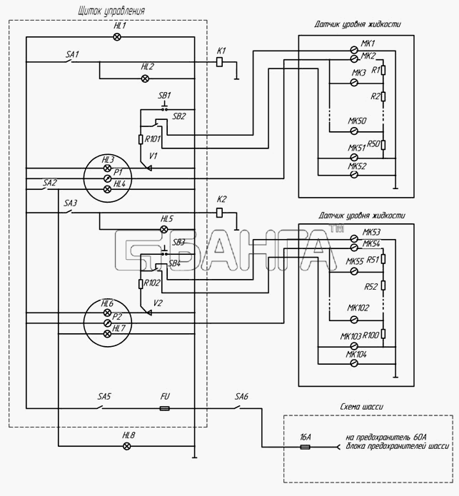 НефАЗ НефАЗ-6606 Схема Установка электрооборудования (без banga.ua