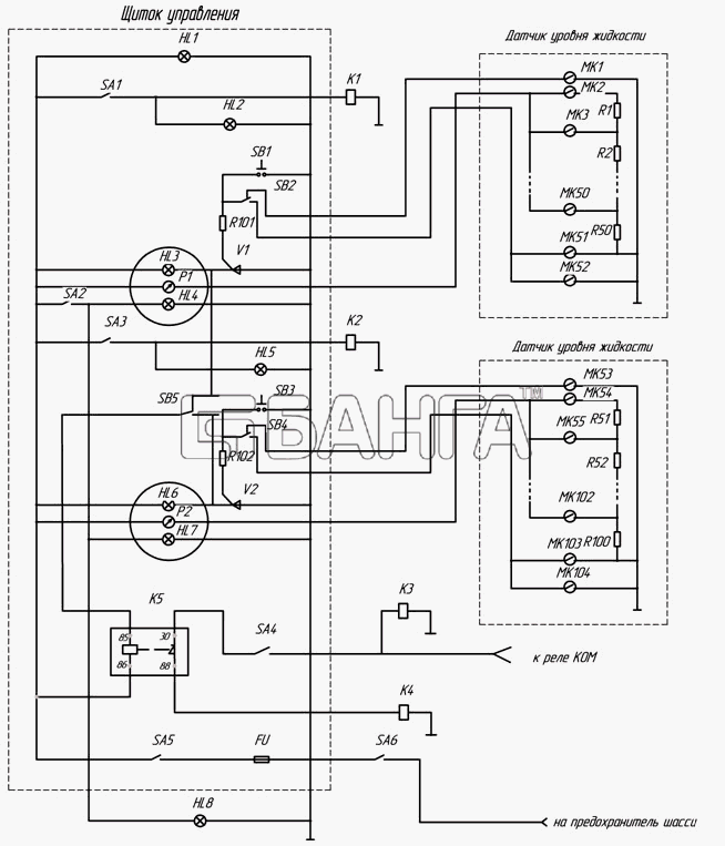 НефАЗ НефАЗ-6606 Схема Установка электрооборудования (c banga.ua