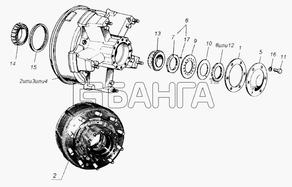 НефАЗ НефАЗ-8560 Схема Ступица с тормозным барабаном-37 banga.ua