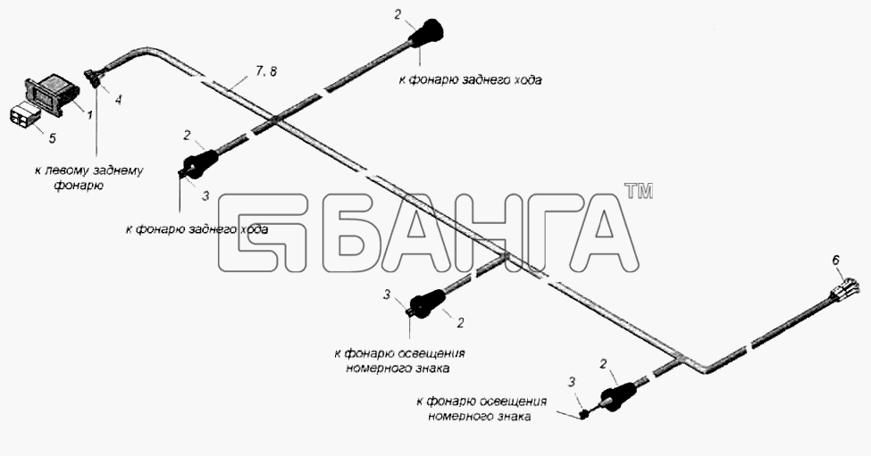 НефАЗ НефАЗ-9509 Схема Пучок проводов задних фонарей левый-81 banga.ua