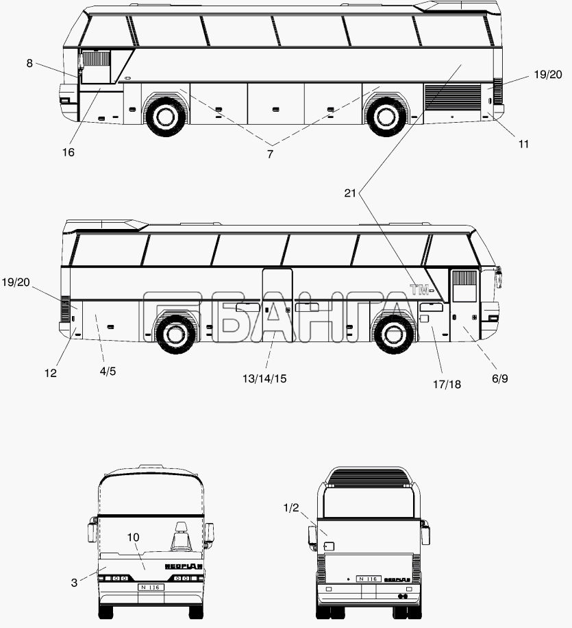 Neoplan N 116 E2 Схема SHEETING-196 banga.ua