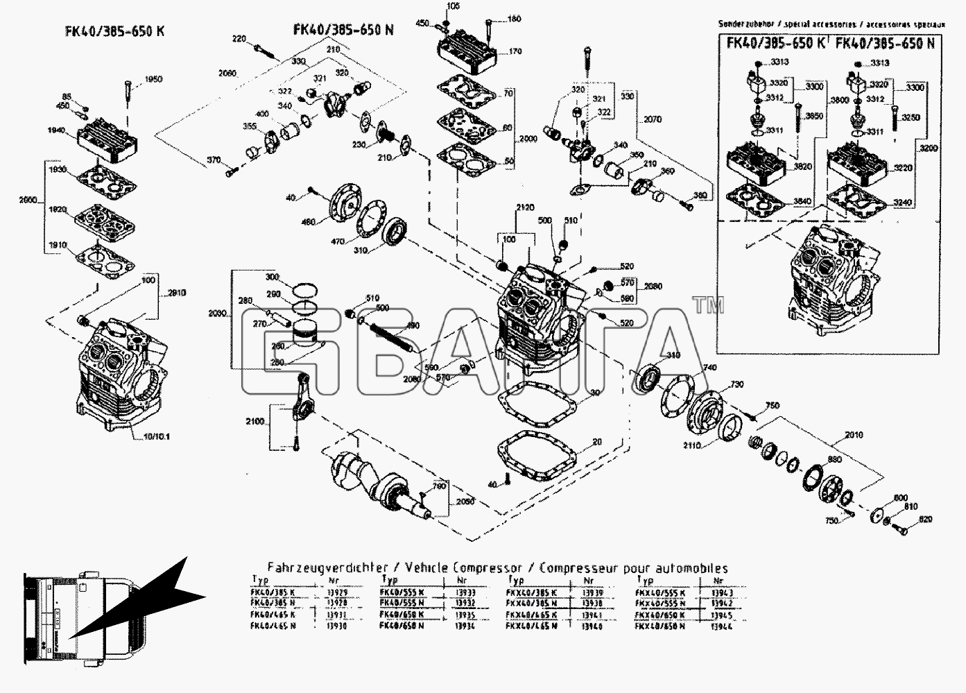 Neoplan N 116 E2 Схема SPARE PARTS COMPRESSOR-26 banga.ua
