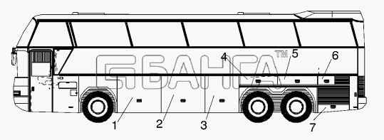 Neoplan N 116 E2 Схема FLAPS LEFT version N116 3H GREAT BRITAIN-300