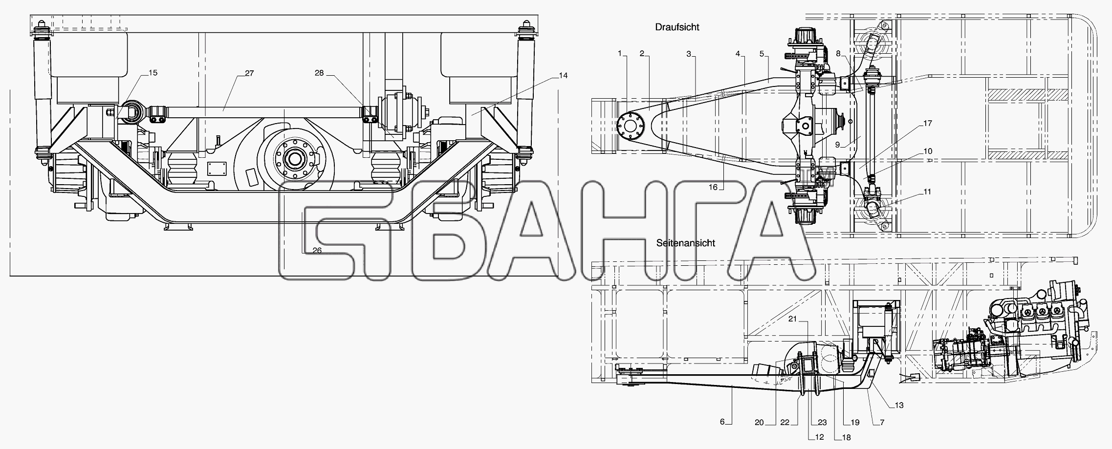 Neoplan N 116 E2 Схема REAR AXLE SUBFRAME-90 banga.ua