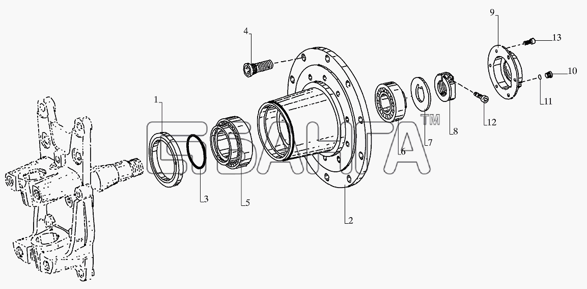Neoplan N 116 E2 Схема FRONT AXLE PARTS version ZF 4474 085 034-96