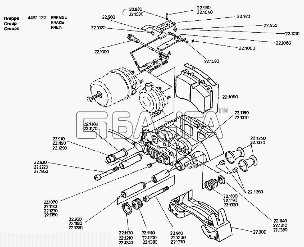 Neoplan N 116 E2 Схема DISK BRAKE CASTER AXLE version banga.ua