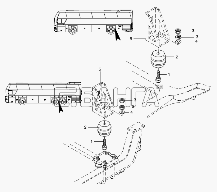 Neoplan N 116 (MAN) E3 Схема SHOCK ABSORBER STOP-130 banga.ua