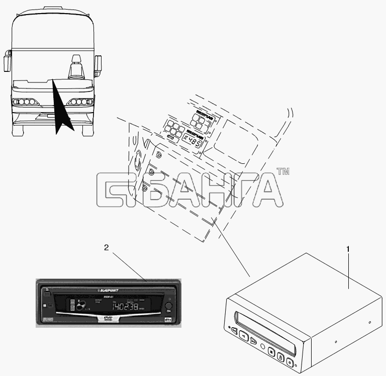 Neoplan N 116 (MAN) E3 Схема VIDEO DVD SYSTEM-255 banga.ua