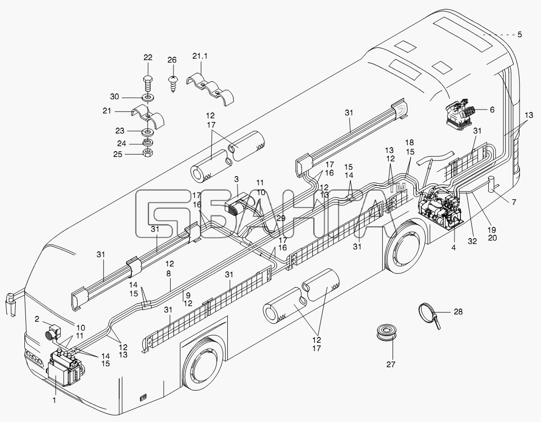 Neoplan N 116 (MAN) E3 Схема HEATING CIRCULATION-283 banga.ua