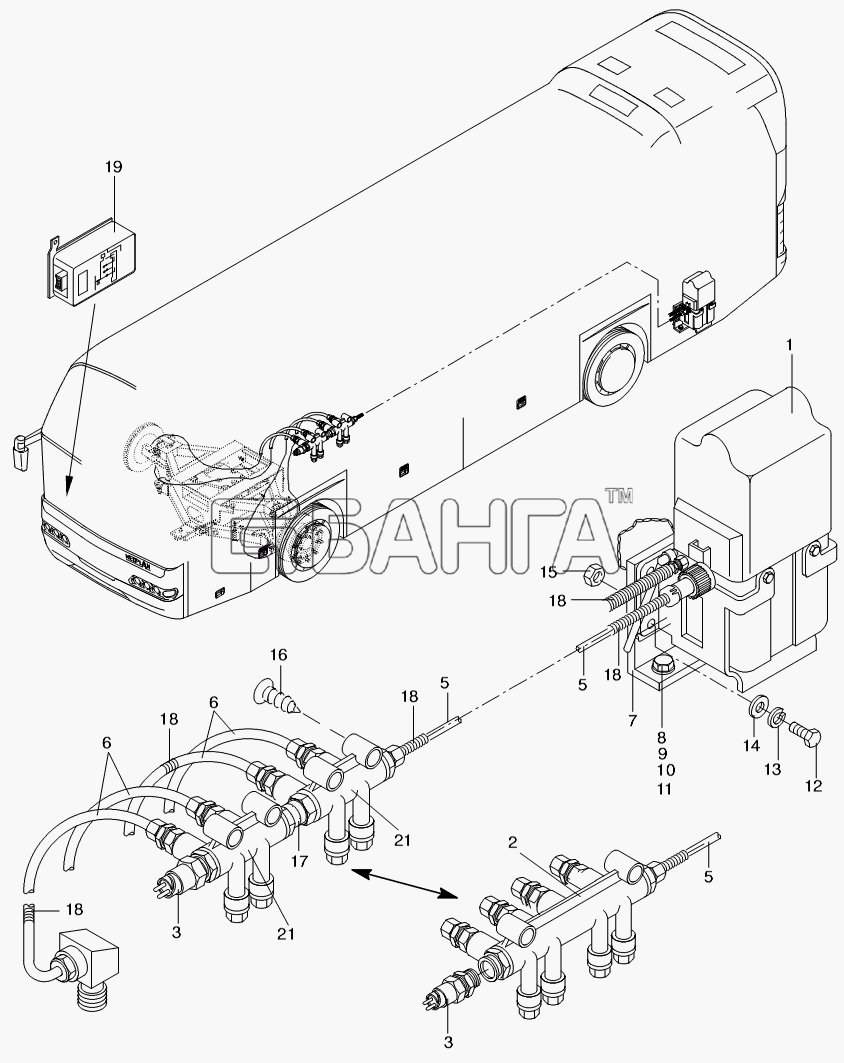 Neoplan N 116 (MAN) E3 Схема CENTR. LUBRICATION SYSTEM-338 banga.ua