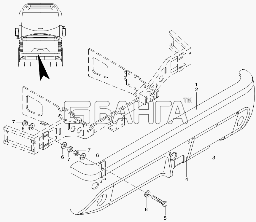 Neoplan N 116 (MAN) E3 Схема BUMPER REAR-345 banga.ua