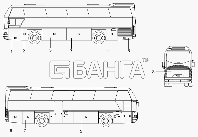 Neoplan N 116 (MAN) E3 Схема SERVICE DOORS-358 banga.ua