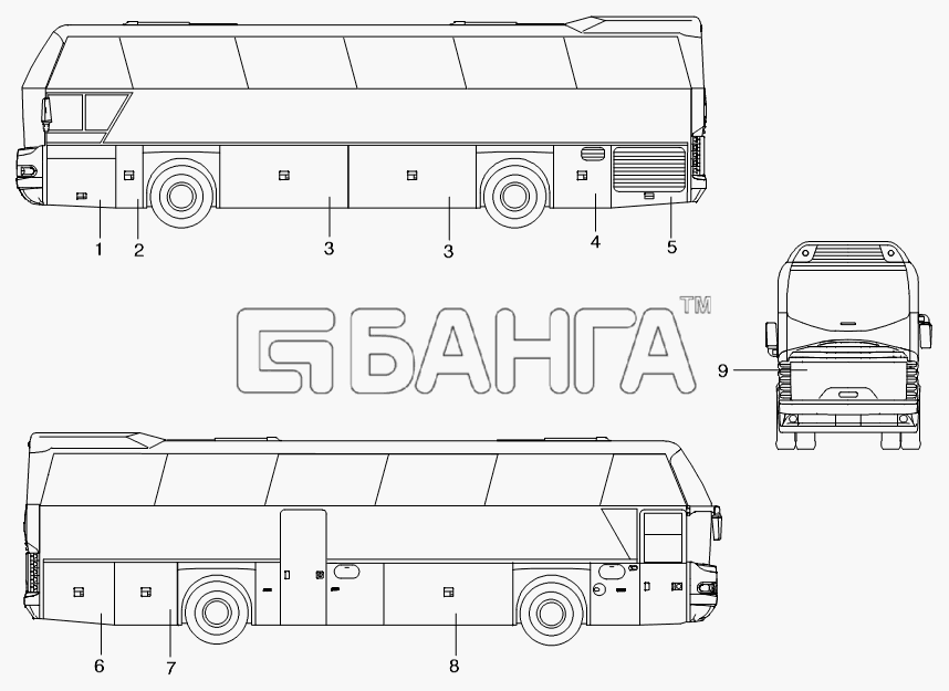 Neoplan N 116 (MAN) E3 Схема SERVICE DOORS-359 banga.ua