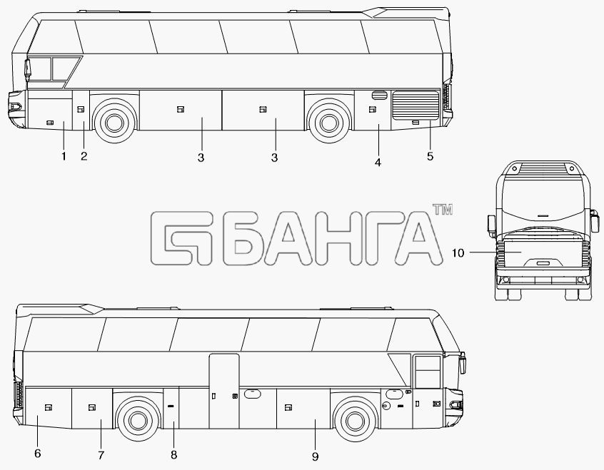Neoplan N 116 (MAN) E3 Схема SERVICE DOORS-360 banga.ua