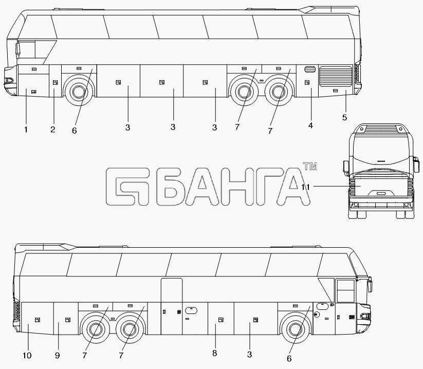 Neoplan N 116 (MAN) E3 Схема SERVICE DOORS-364 banga.ua