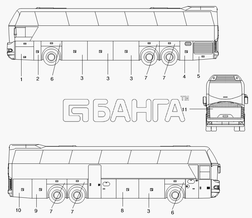 Neoplan N 116 (MAN) E3 Схема SERVICE DOORS-366 banga.ua