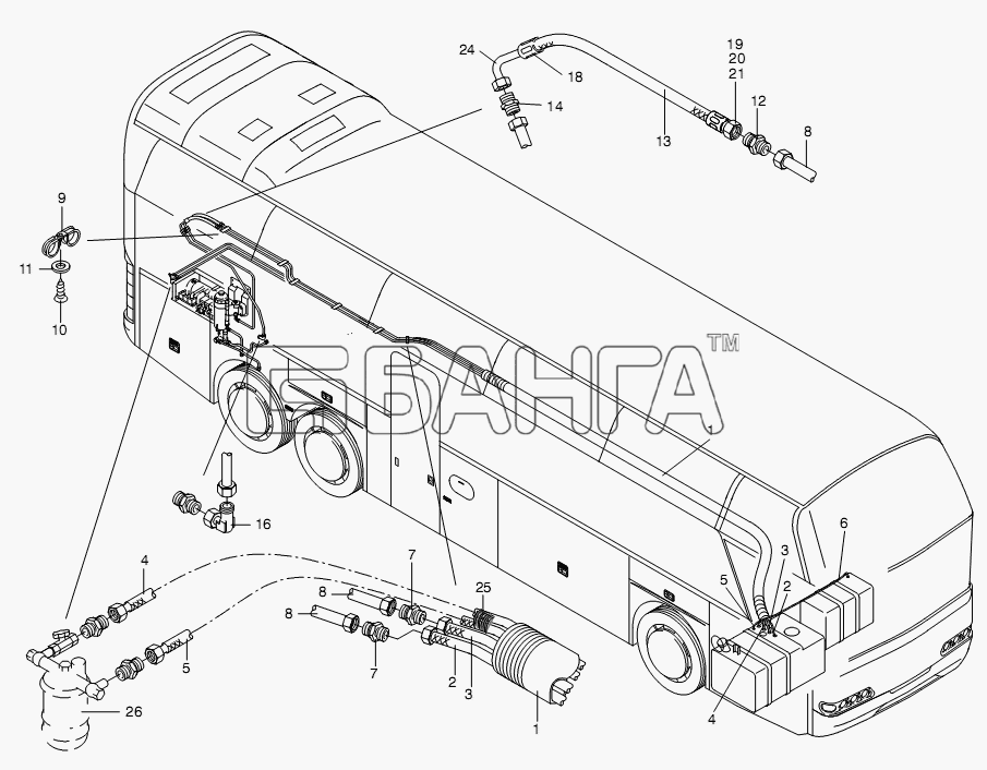 Neoplan N 116 (MAN) E3 Схема FUEL SYSTEM-43 banga.ua