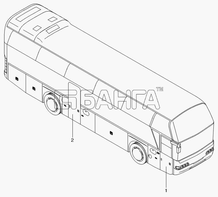 Neoplan N 116 (MAN) E3 Схема DOORS-382 banga.ua